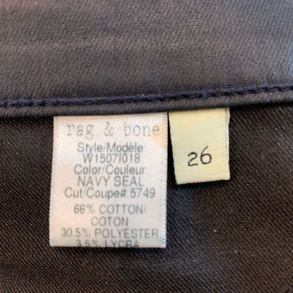 rag & bone Legging Zipper Jeans Navy Seal Size 26 - Picture 9 of 10